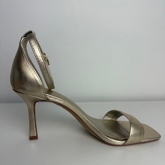 Vince Camuto Womens Enella Ankle Strap Square Toe Gold Sandals Stiletto Heels 6M - Picture 3 of 12